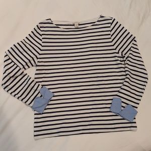 JCrew Black and White Striped shirt with Cuffs - S
